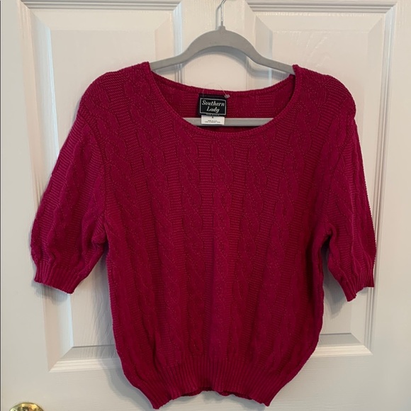 Southern Lady Sweaters - Vtg Southern Lady Women's Pink Knit Sweater 100% Cotton Made in USA size‎ Medium